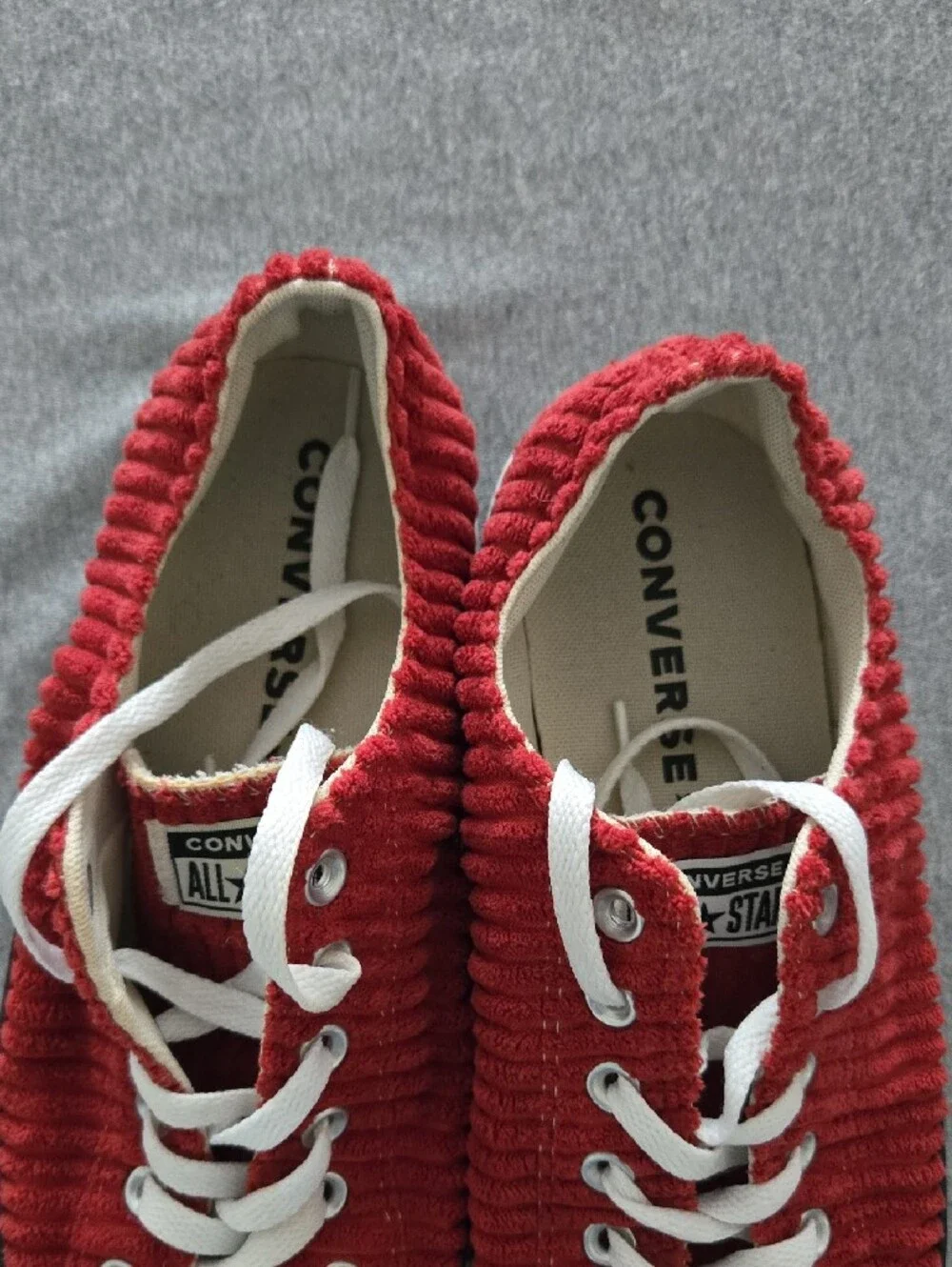 Converse Red Corduroy Low-Top Sneakers